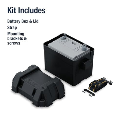 Attwood 9082-1 Small Battery Box with Mounting Kit and Strap, Fits U1 Batteries, Black - size: Series 16 and U1 Batteries, style: Powerguard U1 - Vented