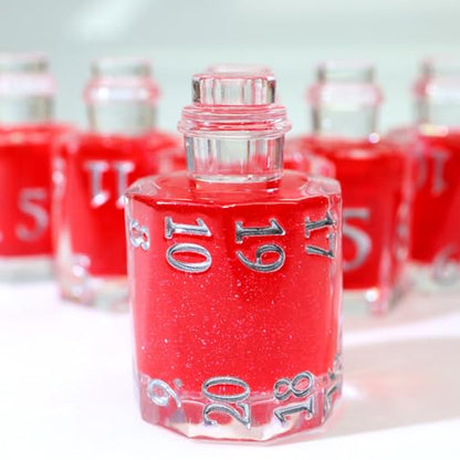 XENOLUX Potion Bottle Polyhedral Dice Set - Clear Resin DND Dice Set with Red Liquid - Healing Elixir Shape RPG Dice for Board Games - BOT11 - color: Bot11
