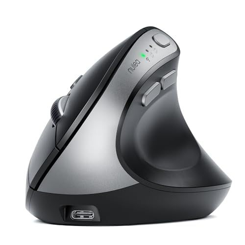 Nulea MD280 Ergonomic Vertical Wireless Mouse - Bluetooth & 2.4G Dual Mode, 4 Adjustable DPI 800/1200/1600/2400, Rechargeable, Silent Clicks, No Lag, 6 Buttons - Perfect for Laptop, Desktop Black - color: Black