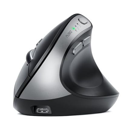 Nulea MD280 Ergonomic Vertical Wireless Mouse - Bluetooth & 2.4G Dual Mode, 4 Adjustable DPI 800/1200/1600/2400, Rechargeable, Silent Clicks, No Lag, 6 Buttons - Perfect for Laptop, Desktop Black - color: Black