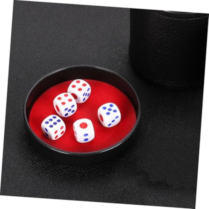 BESTonZON 5pcs Plush Leather Dice Cup Holder Base Tray Dice Storage Cup Lid Shaker Tray Bar Prop Party Game Accessory