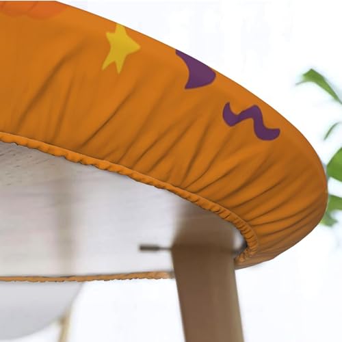 Famame Halloween Pumpkin Cute Candy Round Fitted Tablecloth with Elastic Protector Table Kitchen Dinner Waterproof Oil-Proof Table Covers Fits 40"-44", Small - color: Halloween Pumpkin Candy, size: Small (40"-44")