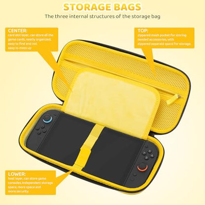 GLDRAM Yellow Travel Carrying Case for Nintendo Switch 2 | Shockproof & Portable Storage Case Hard Shell Single Bag with 12 Game Card Slots - color: Yellow