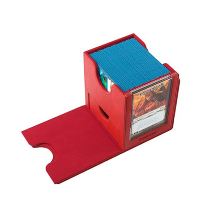 Gamegenic Sidekick Pro 100+ XL Convertible - Premium Deck Box with Secure Card Storage, UV Protected Slide Card Case, Display Top Card, Extra Token Drawer, Magnetic Closure, Red Color, Made - color: Red