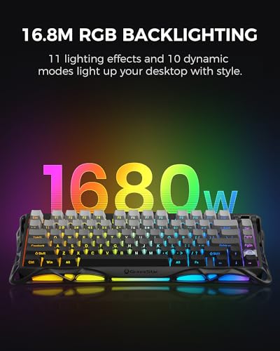 GravaStar Mercury K1 75% Wireless Mechanical Gaming Keyboard, Aluminum Alloy, Gasket Compact Custom Keyboard Hot-Swap Socket, Linear Switches, RGB Backlit【Gradient Black】 - color: Gradient Black