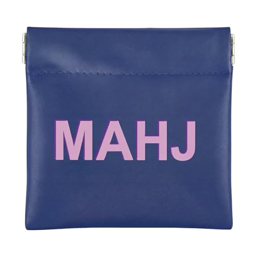 Mahjong Dice Bag Mini Tile Pouch,Solid,Navy Blue | 3.8"x3.9" PU Leather Squeeze Closure, Compact Storage for Tiles Coins Travel, Ideal for Board Game Party Accessory - color: Navy Blue