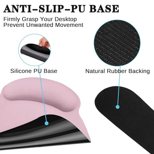 Britimes Pink Keyboard Mouse Pad Set Pink 4 in1 Large Mousepad+Keyboard Wrist Rest+Mouse Wrist Rest+Coaster Ergonomic Design for Home Office Computer 35.4x15.7Inches - color: PINK