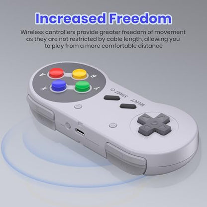 2.4 GHz Wireless SNES Switch Online Controller, USB Receiver, Compatible with Switch/Switch OLED, PC, Mac OS, Android, Steam Deck, Raspberry Pi (Rechargeable) (Plug and Play) (2 Pack) Multicolor - color: Wireless for Switch Multicolor