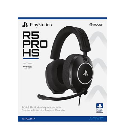 RIG R5 Spear PRO HS Wired Gaming Headset Officially Licensed PlayStation | PS5, PS4, PC - 40mm Graphene Drivers, Tempest 3D Audio, Flip-to-Mute Mic, Memory Foam Cushions - Universal 3.5mm -Black - color: Black
