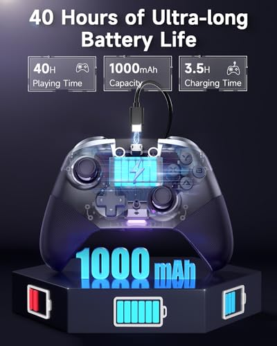 EasySMX 2.4G Wireless Bluetooth Controller for PC/Steam/Switch with Hall Triggers, Hall Joysticks and 19 Mechanical Keys, No Drift No Dead Zone, 40 Hours Battery - Include a Swappable Faceplate - color: grey