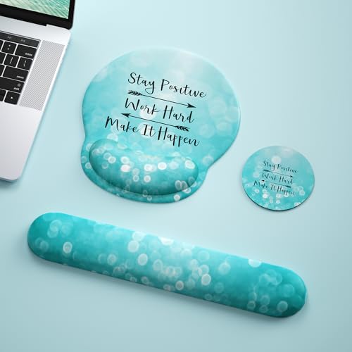 Mouse Pad with Keyboard Wrist Rest,Ergonomic Mouse Pad Wrist Support PU Base with Coaster,Mousepad with Nonslip Base for Computer Laptop Keyboard Home&Office - color: B-Glitter Green