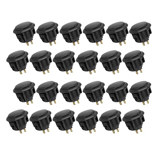 QANBA D-lite Arcade Button Original Buttons Snap-In Joystick Arcade Buttons for DIY arcade machines 30mm Push button switch(Boxed）(30mm Black（DL04) 24 Pcs) - size: 30mm Black（DL04) 24 Pcs