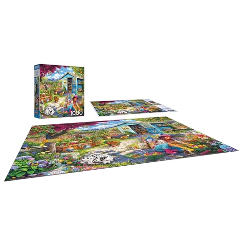 RoseArt Hobby Haven Couple in The Garden 1000 Piece Jigsaw Puzzle | 19.25" x 26.625" Finished Size, Fully Interlocking Pieces, Bonus Poster Included, Made in USA - style: Couple In The Garden
