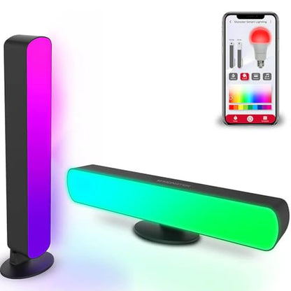 Monster Smart LED Light Bars 2 Pack, RGB+IC Multi-Color Razor Chroma TV & Gaming Wi-Fi Light Bars, Dimmable, Sound Reactive, Multi Position, App & Voice Control, Works with Alexa, Google Home, Siri