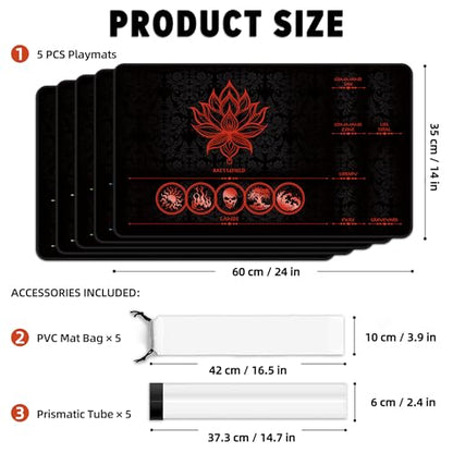 MTG Playmat 5 Pack with Zones – Lotus Sketch Collection, 24x14 Card Game Mat for Magic The Gathering, Stitched Edge, Non-Slip Rubber Base, 5 Prismatic Playmat Tubes – Lotus Sketch 5-Pack - color: Lotus Sketch 5-pack