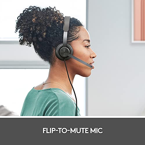 Logitech Zone 750 Wired On-Ear Headset Noise Canceling Microphone | On-ear fit, advanced microphone, included adapter, plug-and-play compatibility for all devices - size: One Size