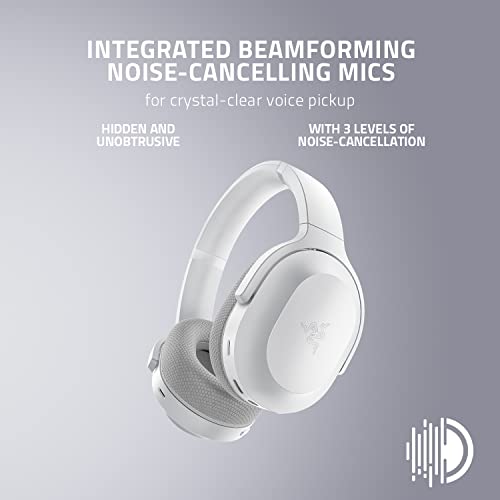 Razer Barracuda Wireless Gaming & Mobile Headset (PC, PlayStation, Switch 2, Android, iOS): 2.4GHz Wireless + Bluetooth - Integrated Noise-Cancelling Mic - 50mm Drivers - 40 Hr Battery - Mercury White | Integrated Noise-Cancelling Mic, 50mm Drivers, 40 Hr