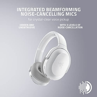 Razer Barracuda Wireless Gaming & Mobile Headset (PC, PlayStation, Switch 2, Android, iOS): 2.4GHz Wireless + Bluetooth - Integrated Noise-Cancelling Mic - 50mm Drivers - 40 Hr Battery - Mercury White | Integrated Noise-Cancelling Mic, 50mm Drivers, 40 Hr
