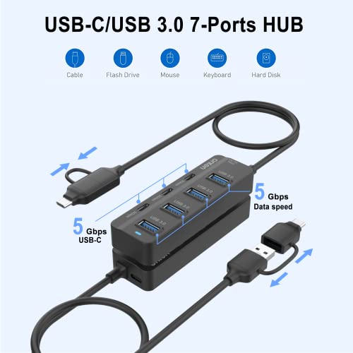 USB-A$USB-C HUB, 7Ports Hub (USB-C)