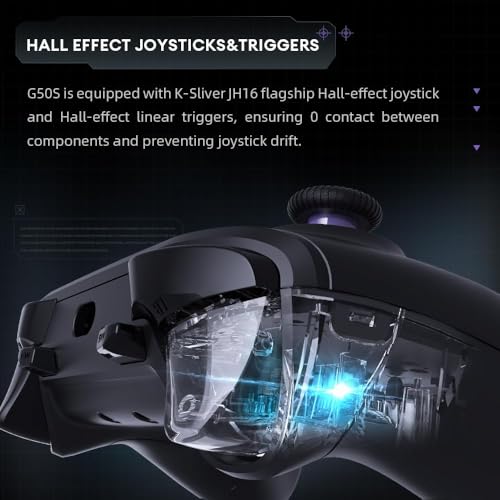 Thunderobot G50S Wireless Gaming Controller 1000Hz Ultra-Low Latency Bluetooth Controller for PC/Switch/Android with Hall Effect Joysticks & Triggers, Gyroscope, and 6 Programmable Buttons [video game] - color: Black, size: G50S