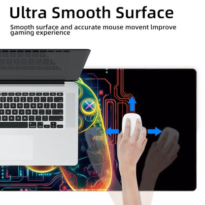 Galdas Gaming Mouse Pad XXL XL Large Long Extended Big Mousepad Non-Slip Rubber Keyboard Mouse Pad with Stitched Edges for Laptop Home Office (31.5x11.8x0.08 Inch) … (Handle) - color: Handle