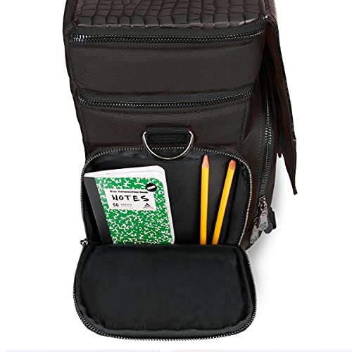 ENHANCE Collector's Edition RPG Adventurer's DND Bag - Dragon Hide Exterior Travel RPG Bag with Tabletop Miniatures Storage Vault, Mat Holder, DND Dice & Token Pockets, Fits 4-8 Books (Dragon Black) - color: Dragon Black