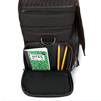 ENHANCE Collector's Edition RPG Adventurer's DND Bag - Dragon Hide Exterior Travel RPG Bag with Tabletop Miniatures Storage Vault, Mat Holder, DND Dice & Token Pockets, Fits 4-8 Books (Dragon Black) - color: Dragon Black