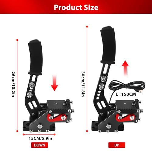 Upgrade 2-in-1 64 Bit USB Handbrake for G920 Compatible with Xbox/Xbox series S/Xbox series X + PC Computer System for Simulated Racing Games with Non-Contact Plus Hall Sensor and Clamp (Black) - color: Black