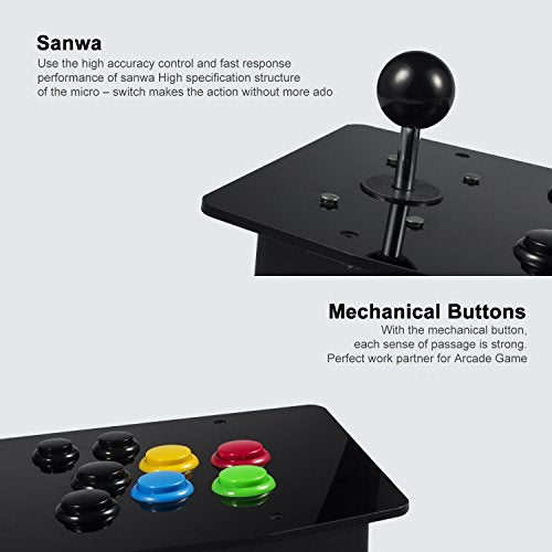 Keten Classic Arcade DIY Kit, Zero Delay DIY Arcade Game Button and Joystick Controller Kit for Rapsberry Pi and Windows, 5 Pin Joystick and 10 Push Buttons (Red)
