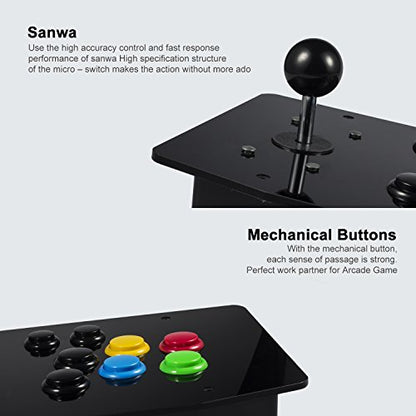 Keten Classic Arcade DIY Kit, Zero Delay DIY Arcade Game Button and Joystick Controller Kit for Rapsberry Pi and Windows, 5 Pin Joystick and 10 Push Buttons (Red)