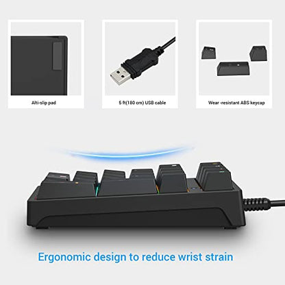 Number Pad, Mechanical USB Wired Numeric Keypad with RGB LED Backlit 21 Key Numpad,Mechanical Numeric Keypad for Laptop Desktop Computer PC Blue Switch - color: Classic Black