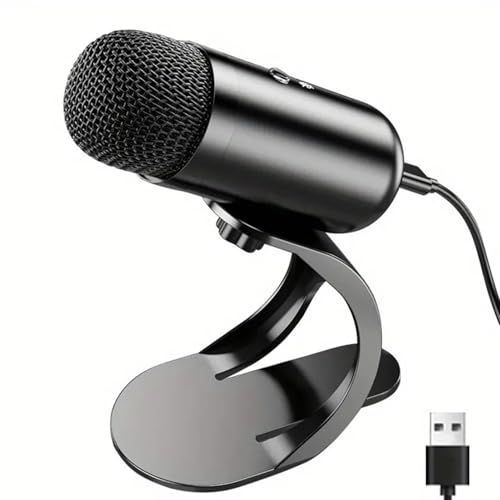 Tangxi USB Microphone with Quick Mute, Desktop Condenser Microphone for Gaming Recording Streaming, 360 Omnidirectional Sound Pickup with Stand