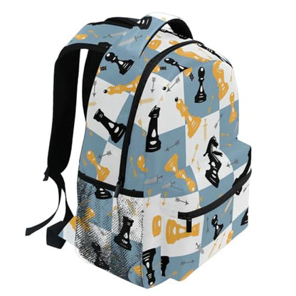 Backpack Blue White Chess Board Bookbag Daypack Travel Hiking Camping School Laptop Bag - color: Multi Pattern 26