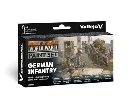Vallejo - WWII German Infantry Model Color Paint Set | Historic Military Shades | Brush & Airbrush Compatible Acrylic Colors | Pro Modeler Collection | 6 bottles x 18 ml. (0.6 fl.oz) - style: WWII German Infantry