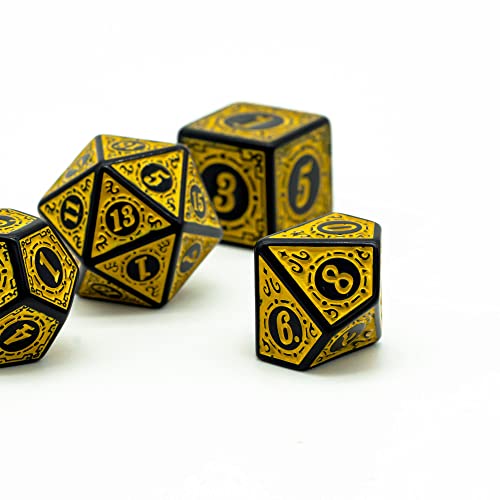 Dice Set D&D-DND Polyhedral Dice (7 Pcs) with Gift Dice Bag for Dungeons and Dragons Role Playing Dice Games RPGs (Dice-Yellow with Black Edge) - color: Dice- Yellow With Black Edge