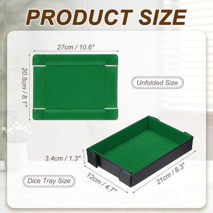 uxcell PU Leather Dice Tray, Rectangle Magnetic Folding Velvet Portable Folding Dice Rolling Tray for Table Games Keys Wallet Watch Coin, Green - color: Green