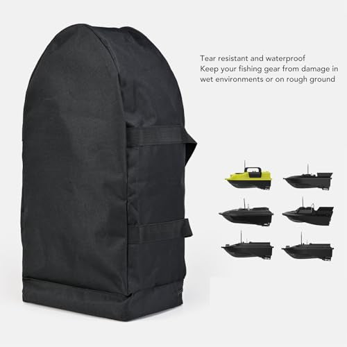 Asixxsix RC Bait Boat Storage Bag, 1000D Oxford RC Boat Remote Control Fishing Boat Cover Bag, 60 x 30 x 20cm, 24 x 12 x 8inch, Suitable for Most Bait Boats, Double Zipper - color: Black