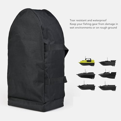 Asixxsix RC Bait Boat Storage Bag, 1000D Oxford RC Boat Remote Control Fishing Boat Cover Bag, 60 x 30 x 20cm, 24 x 12 x 8inch, Suitable for Most Bait Boats, Double Zipper - color: Black