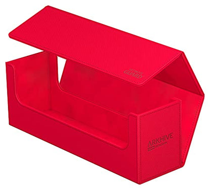 Ultimate Guard Arkhive 400+, Deck Case for 400 Double-Sleeved TCG Cards, Red, Compatible with Boulders, Magnetic Closure & Microfiber Inner Lining - color: Red, size: 400+