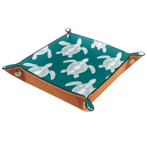 Dice Trays Turtles Holder Storage Box for Dice Games Like RPG DND, Leather Dice Holder Portable Folding Rolling Dice Tray, 16x16cm - color: Multi 2