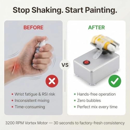 Electric Paint Shaker,Multi-Use Mixer for Nail Polish & Model Paints | Anti-slip base,Hands-free switch,Revives paint & polish, Saves time,Compact footprint,Fits dropper bottle & pot,Vortex mixer - color: Silver