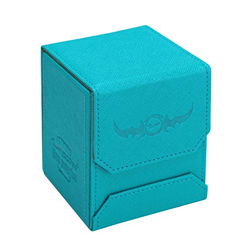 Zoopin Leather Deck Box-Cyan for Collectible Cards-MTG,Yugioh,Pokeman,TES Legacy,Munchkins CCG Decks and Also Small Tokens or Dice- Hold 80 Sleeved Cards or 150 Naked Cards …