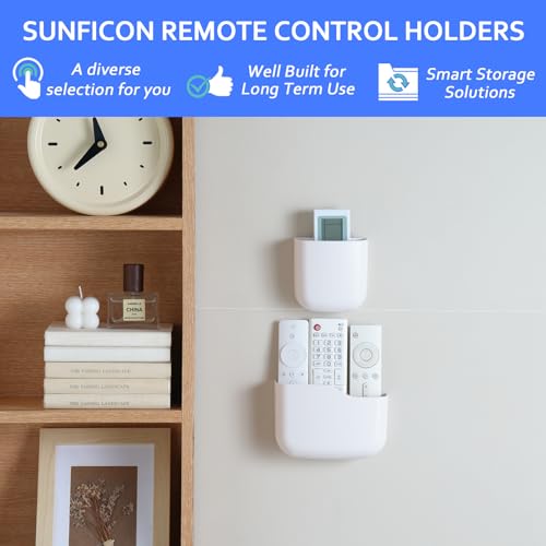 Remote Holder Wall Mount TV FAN Remote Control Holder Bedside Caddy Wall Organizer Phone Holder for Office Adhesive Media Player Controller Holder Box Tray Home Desk Nightstand 2 BIG 2 SMALL WHITE - color: 2BIG2SAMLL WHITE