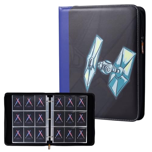 9 Pocket Trading Card Binder, 50 Pages Hold 900 TCG, MTG & Sports Cards | PU Leather Zip Album with Clear Sleeves for Organized Storage and Display; Fits Standard Baseball and Collectible Cards - color: Blue