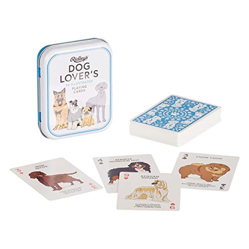 Ridley's Games: Dog Lover’s Deck of Playing Cards – 54 Unique Hand-Illustrated Dog Playing Cards – Includes a Durable Storage Tin for Easy Travel – Makes a Unique Gift Idea - style: Dog Lover's Playing Cards