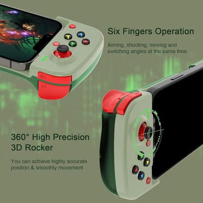 Joso Phone Controller for iPhone/Android Support Phone Case, Mobile Gaming Controller with Ergonomic Design - Wireless Gamepad for Cloud Gaming & PS Remote Play - color: Green