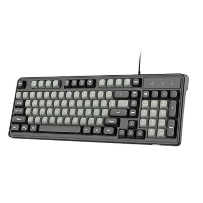 Camiysn Wire Gaming Keyboard, 7 Colorful Rainbow Backlight Classic Gaming Keyboard (Black & Grey) - color: Black & Grey