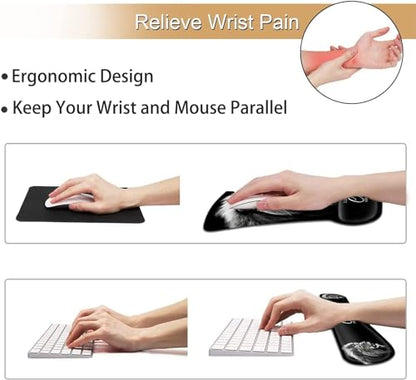 Black Mouse Pad with Ergonomic Wrist Support and Memory Foam Keyboard Wrist Rest, Non-Slip PU Base Gel Mouse Mat, Keyboard Palm Rest for Home Office Gaming Desk Pad Fierce Lion Philippians 4:13 - color: Yvb-mouse Pad -2-b-23