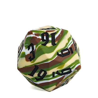 55mm Silicone D20 DND Dice, Large D20 Single 20 Sided D&D Dice | Soft & Comfortable Touch, Perfect Bouncer, Gift Box, Compatible with Dungeons and Dragons RPG Bar Pub Club Party Games - color: Forest Camo
