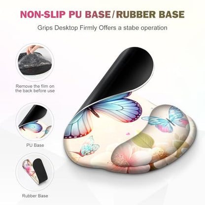 Gaming Mouse Pad, Large Desk Mat, 4in1 XXL Mousepad Cute Desk Pad Protector | Keyboard Wrist Rest+Mouse Wrist Rest+Coaster Set with Ergonomic Desk Pad for Home Office PC Computer, Butterflies Flowers - color: Butterflies Flowers